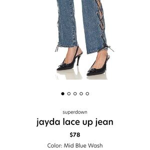 superdown high waisted Jayda blue jeans with lace up detailing ⭐️
